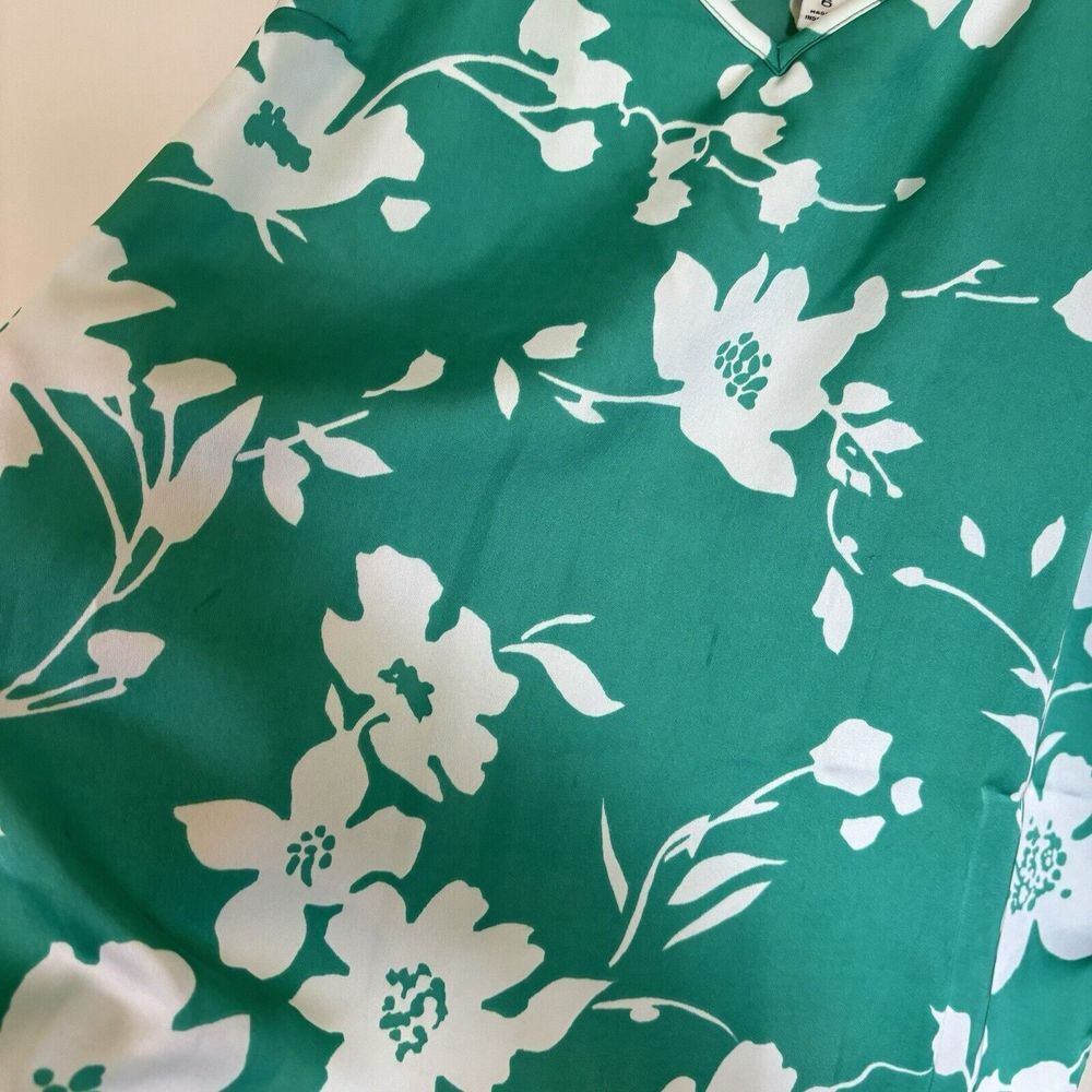 J. Crew SET Satin Back Crepe Midi Skirt‎ & Tank Green Floral Print 6/S - Picture 3 of 14